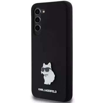 Karl Lagerfeld KLHCS23MSMHCNPK S23+ S916 čierne pevné puzdro silikónové Choupette kovový pin