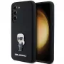 Karl Lagerfeld Ikonik kovový pin silikónové puzdro pre Samsung Galaxy S23 - čierne