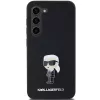 Karl Lagerfeld Ikonik kovový pin silikónové puzdro pre Samsung Galaxy S23 - čierne