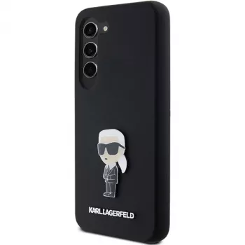 Karl Lagerfeld KLHCS23MSMHKNPK silikónové puzdro Ikonik kovový pin pre Samsung Galaxy S23+ čierne