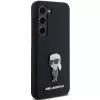 Karl Lagerfeld KLHCS23MSMHKNPK silikónové puzdro Ikonik kovový pin pre Samsung Galaxy S23+ čierne