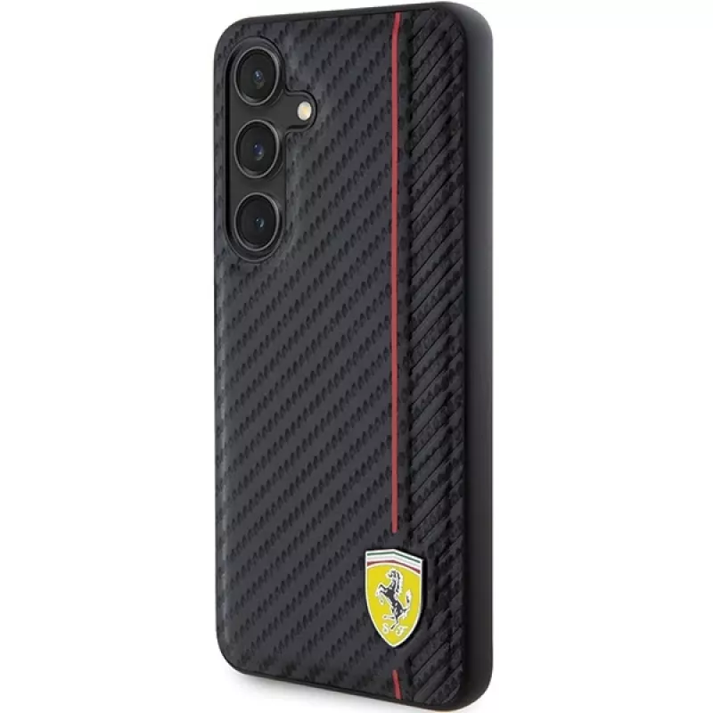 Ferrari FEHCS24SN3DUR S24 S921 čierne pevné puzdro Carbon Printed Line pre Samsung Galaxy S24