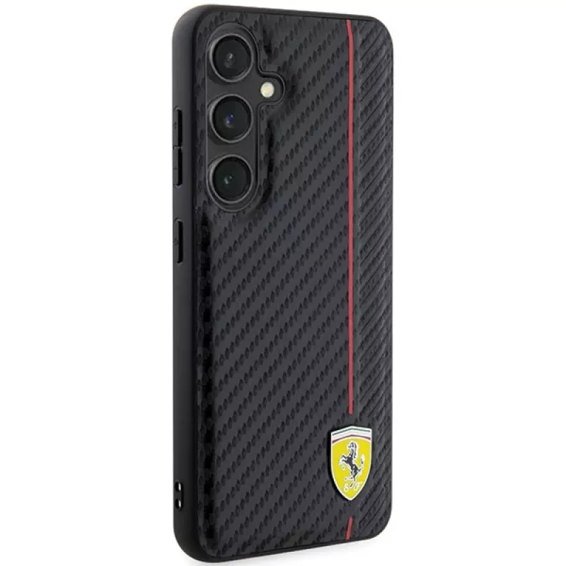 Ferrari FEHCS24SN3DUR S24 S921 čierne pevné puzdro Carbon Printed Line pre Samsung Galaxy S24