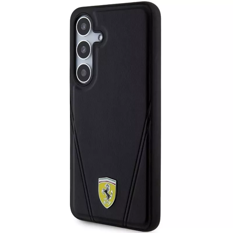 Ferrari FEHMS24MP3BAK pevné puzdro Hot Stamp V Lines MagSafe pre Samsung Galaxy S24+ (čierne)