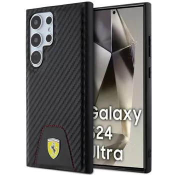 Ferrari FEHCS24LN3PUK pevné puzdro pre Samsung Galaxy S24 Ultra, Carbon Stitched Bottom, čierne