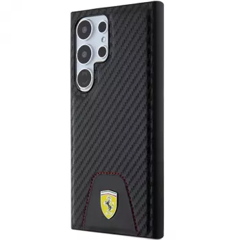 Ferrari FEHCS24LN3PUK pevné puzdro pre Samsung Galaxy S24 Ultra, Carbon Stitched Bottom, čierne