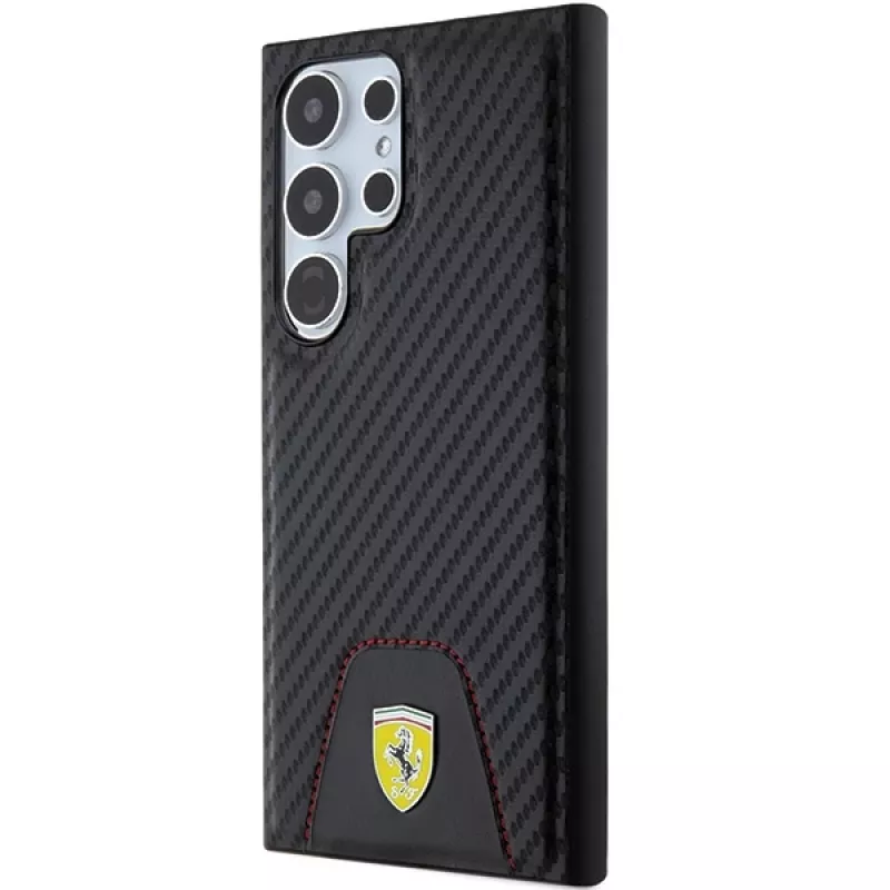 Ferrari FEHCS24LN3PUK pevné puzdro pre Samsung Galaxy S24 Ultra, Carbon Stitched Bottom, čierne
