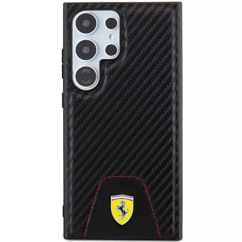 Ferrari FEHCS24LN3PUK pevné puzdro pre Samsung Galaxy S24 Ultra, Carbon Stitched Bottom, čierne