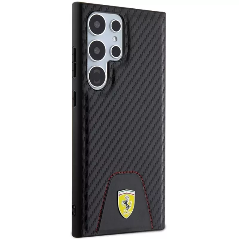 Ferrari FEHCS24LN3PUK pevné puzdro pre Samsung Galaxy S24 Ultra, Carbon Stitched Bottom, čierne