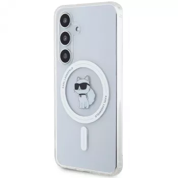 Karl Lagerfeld KLHMS24SHFCCNOT pevné puzdro pre Samsung Galaxy S24, priehľadné, MagSafe, Choupette dizajn
