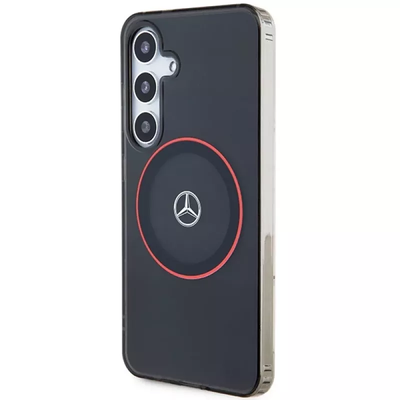 Mercedes-Benz S24 pevné puzdro Double Layer s Red MagSafe pre Samsung Galaxy S24 - čierne