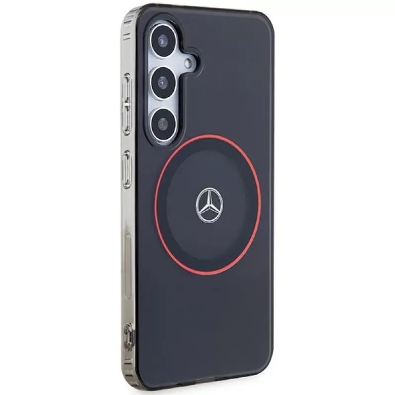 Mercedes-Benz S24 pevné puzdro Double Layer s Red MagSafe pre Samsung Galaxy S24 - čierne