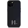 KARL LAGERFELD Silicone Shadow Metal Initial MagSafe puzdro pre iPhone 15 čierna