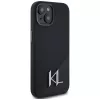 KARL LAGERFELD Silicone Shadow Metal Initial MagSafe puzdro pre iPhone 15 čierna