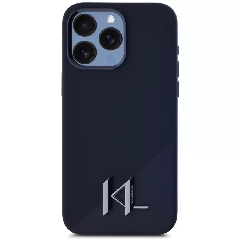 Karl Lagerfeld Silicone ShadowMetal Initial MagSafe puzdro pre iPhone 15 Pro Max čierna