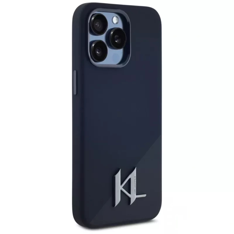 Karl Lagerfeld Silicone ShadowMetal Initial MagSafe puzdro pre iPhone 15 Pro Max čierna