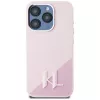 KARL LAGERFELD Silicone Shadow Metal Initial MagSafe puzdro pre iPhone 15 Pro, ružová