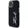 KARL LAGERFELD Silicone Metal Script Logo puzdro pre Apple iPhone 15, čierna