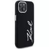 KARL LAGERFELD Silicone Metal Script Logo puzdro pre Apple iPhone 15, čierna