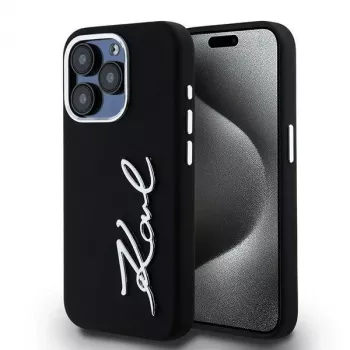 Karl Lagerfeld KLHCP15LSCMSMVK Hardcase Silicone Metal Script Logo pre iPhone 15 Pro 6.1 čierna