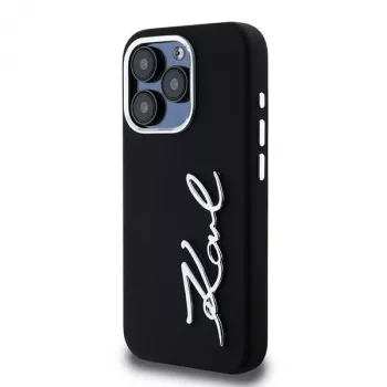Karl Lagerfeld KLHCP15LSCMSMVK Hardcase Silicone Metal Script Logo pre iPhone 15 Pro 6.1 čierna