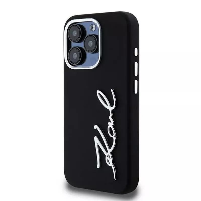 Karl Lagerfeld KLHCP15LSCMSMVK Hardcase Silicone Metal Script Logo pre iPhone 15 Pro 6.1 čierna