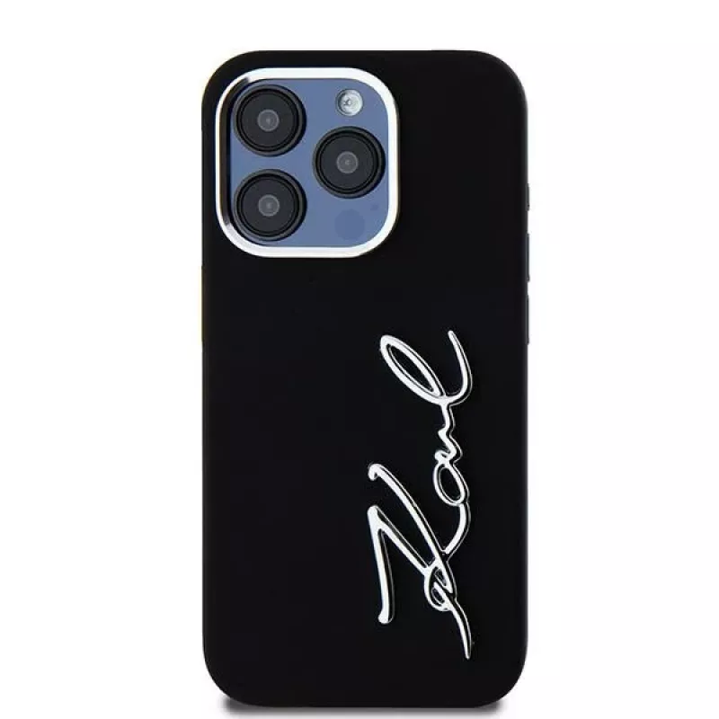 Karl Lagerfeld KLHCP15LSCMSMVK Hardcase Silicone Metal Script Logo pre iPhone 15 Pro 6.1 čierna