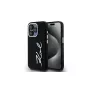KARL LAGERFELD Silicone Metal Script Logo puzdro pre Apple iPhone 15 Pro Max, čierna
