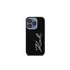 KARL LAGERFELD Silicone Metal Script Logo puzdro pre Apple iPhone 15 Pro Max, čierna