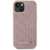 Karl Lagerfeld kožené monogramové kovové logo MagSafe puzdro pre iPhone 15 ružová