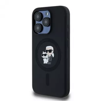 Karl Lagerfeld KLHMP15LSCMKCRHK iPhone 15 Pro 6.1 čierne pevné puzdro silikónové Karl & Choupette MagSafe