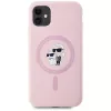 KARL LAGERFELD Silicone Karl&Choupette MagSafe puzdro pre iPhone 11 ružová