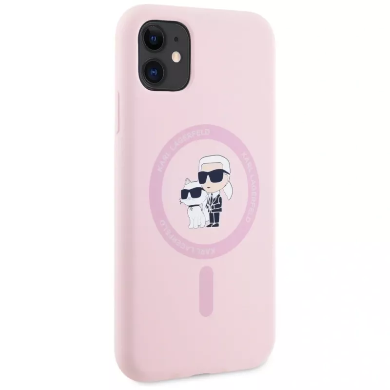 KARL LAGERFELD Silicone Karl&Choupette MagSafe puzdro pre iPhone 11 ružová