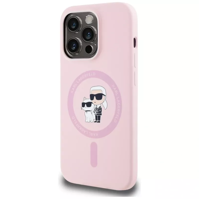 KARL LAGERFELD Silicone Karl&Choupette MagSafe puzdro pre iPhone 14 Pro Max ružová