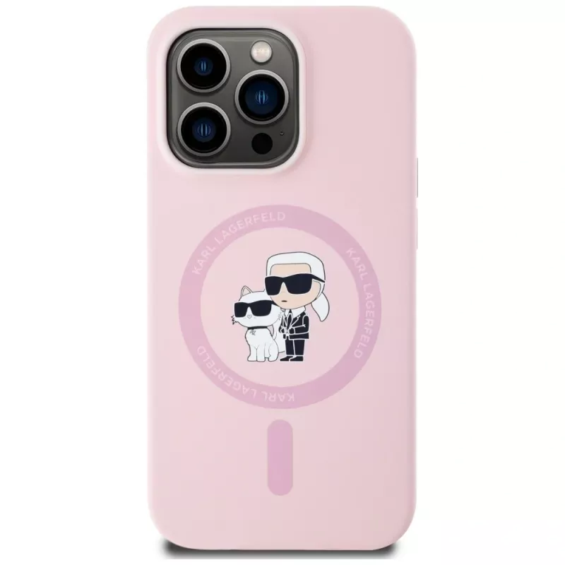 KARL LAGERFELD Silicone Karl&Choupette MagSafe puzdro pre iPhone 14 Pro Max ružová