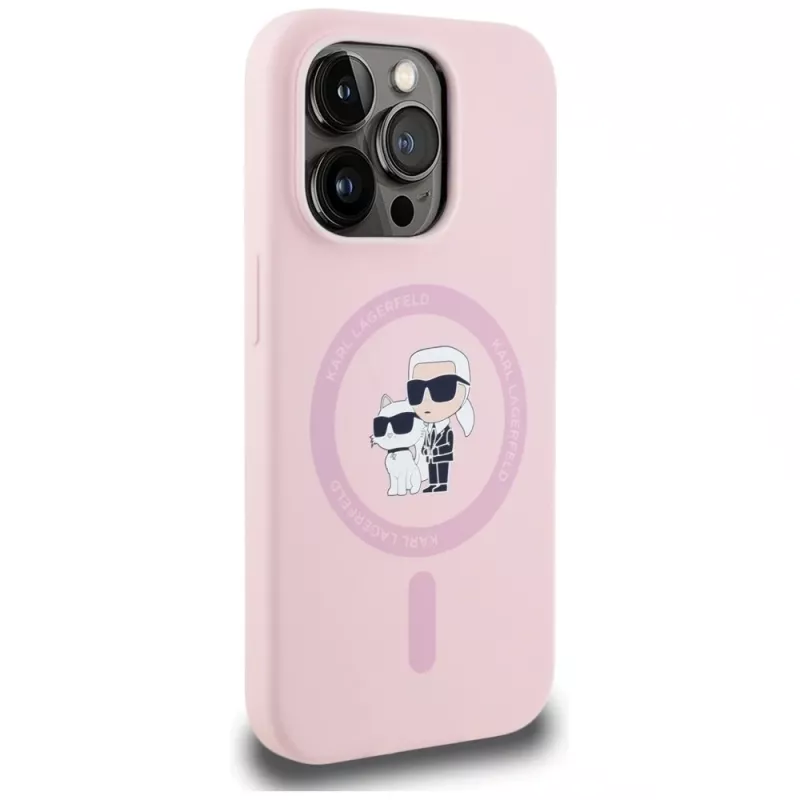 KARL LAGERFELD Silicone Karl&Choupette MagSafe puzdro pre iPhone 14 Pro Max ružová
