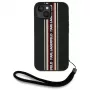 KARL LAGERFELD Saffiano Athleisure Stripes Cord puzdro pre iPhone 15, čierna-červená