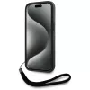KARL LAGERFELD Saffiano Athleisure Stripes Cord puzdro pre iPhone 15, čierna-červená