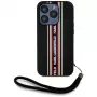 KARL LAGERFELD Saffiano Athleisure Stripes Cord puzdro pre iPhone 15 Pro, čierna/červená