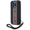 KARL LAGERFELD Saffiano Athleisure Stripes Cord puzdro pre iPhone 15 Pro, čierna/červená
