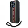 KARL LAGERFELD Saffiano AthleisureStripes Cord puzdro pre iPhone 15 Pro Max, čierna/červená
