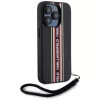 KARL LAGERFELD Saffiano AthleisureStripes Cord puzdro pre iPhone 15 Pro Max, čierna/červená