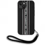 Karl Lagerfeld Saffiano Athleisure Stripes Cord puzdro pre iPhone 15, čierna-ružová