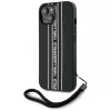 Karl Lagerfeld Saffiano Athleisure Stripes Cord puzdro pre iPhone 15, čierna-ružová