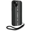 Karl Lagerfeld Saffiano Athleisure Stripes Cord puzdro pre iPhone 15, čierna-ružová