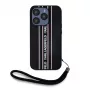 Karl Lagerfeld Saffiano AthleisureStripes Cord puzdro pre iPhone 15 Pro Max čierna ružová