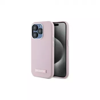 Karl Lagerfeld KLHMP15LPGMSRPP iPhone 15 Pro 6,1 palca ružové pevné puzdro s kovovou platňou MagSafe