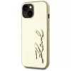 KARL LAGERFELD Wrinkled Metal Signature puzdro na telefón pre iPhone 15, zlatá