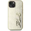KARL LAGERFELD Wrinkled Metal Signature puzdro na telefón pre iPhone 15, zlatá