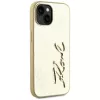 KARL LAGERFELD Wrinkled Metal Signature puzdro na telefón pre iPhone 15, zlatá